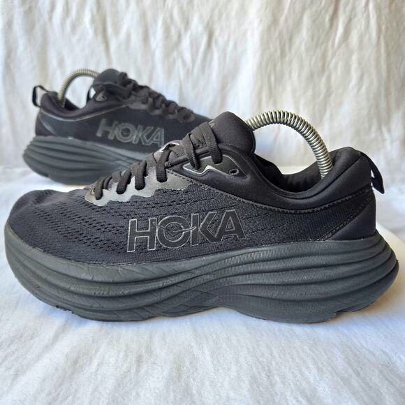 Hoka One One Bondi 8 Women's Triple Black Running Shoes Sneakers Size 9.5 - Picture 1 of 8